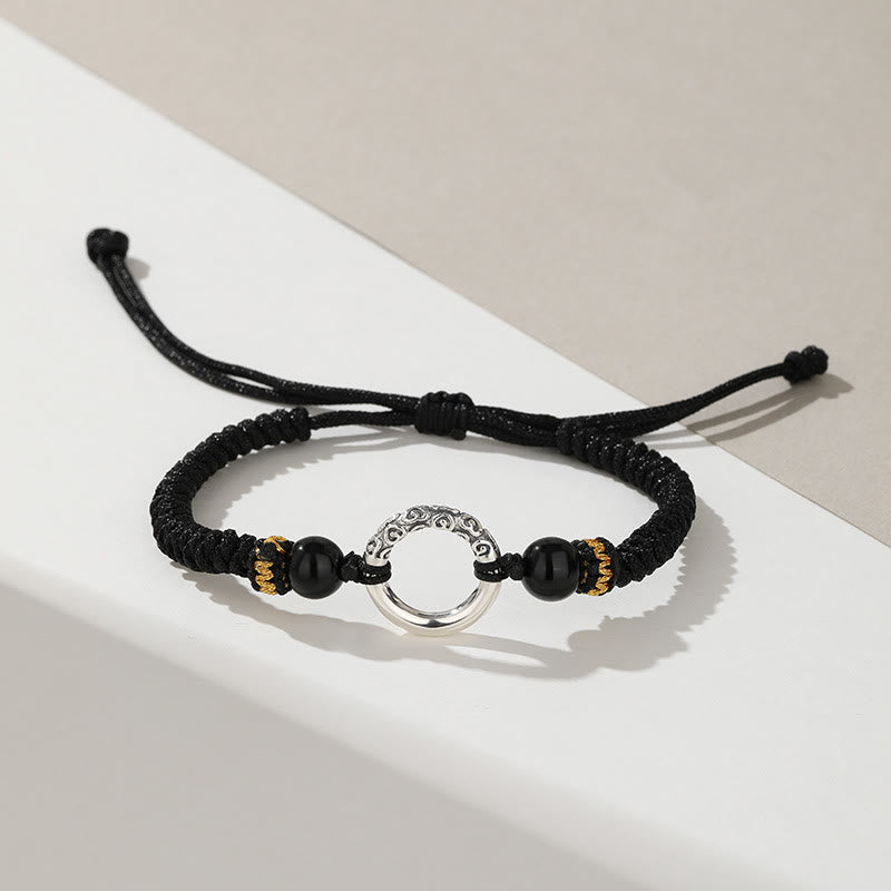 Bracelet spirituel en argent sterling 925 avec boucle de paix et nuages de bon augure