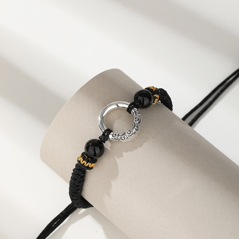 Bracelet spirituel en argent sterling 925 avec boucle de paix et nuages de bon augure