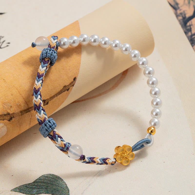 Bracelet en argent sterling 925 avec perles et fleur de pêcher | Healing Harmony