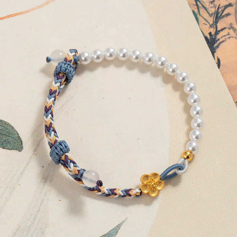 Bracelet en argent sterling 925 avec perles et fleur de pêcher | Healing Harmony