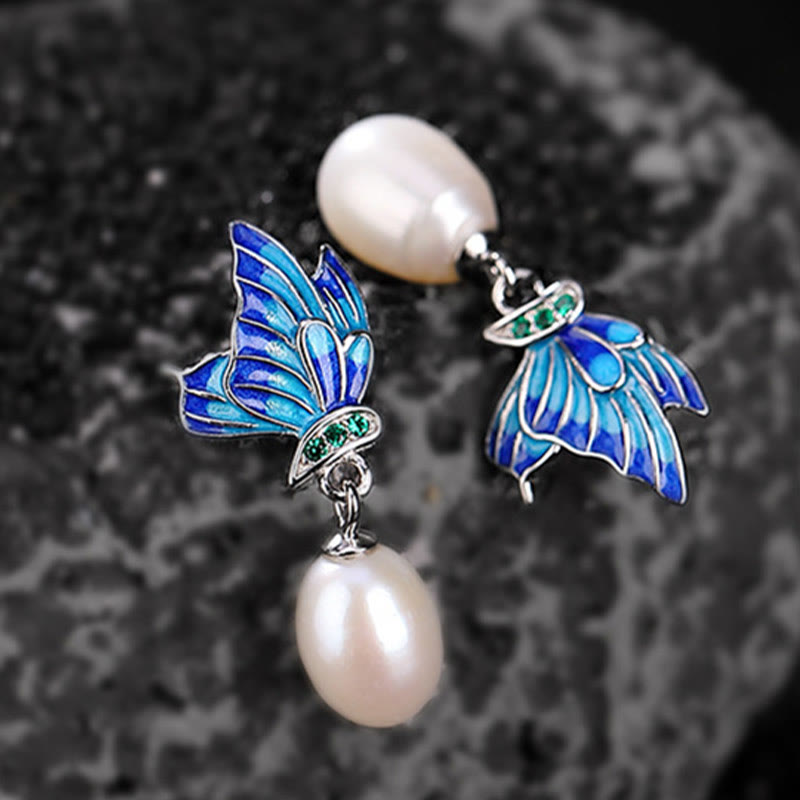 Ensemble de bijoux de guérison en argent sterling 925 avec perles et papillons