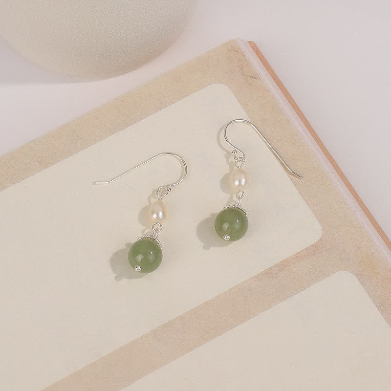 Boucles d'oreilles sagesse en argent sterling 925 et perles de jade