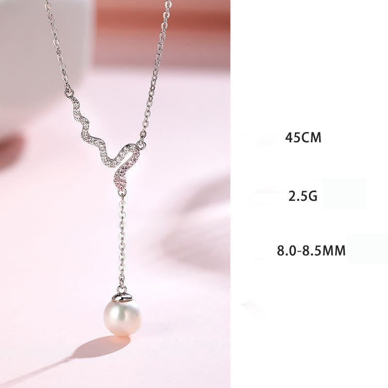 Collier avec pendentif en perles en argent sterling 925 Année de l'harmonie du serpent