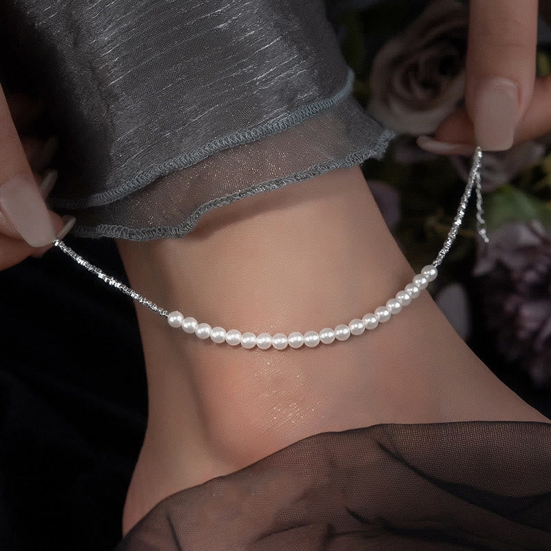 Bracelet de cheville en argent sterling 925 avec protection en perles