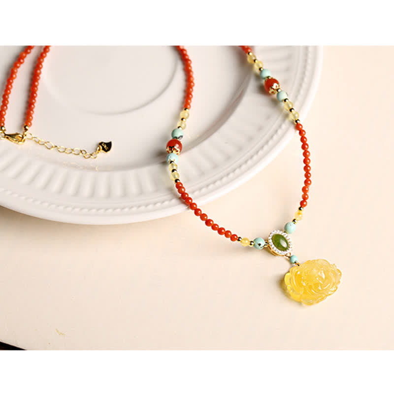 Collier à breloques en argent sterling 925 et agate rouge