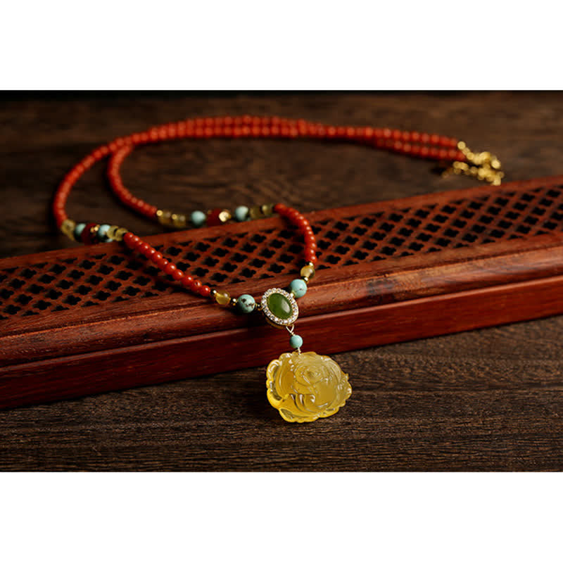 Collier à breloques en argent sterling 925 et agate rouge