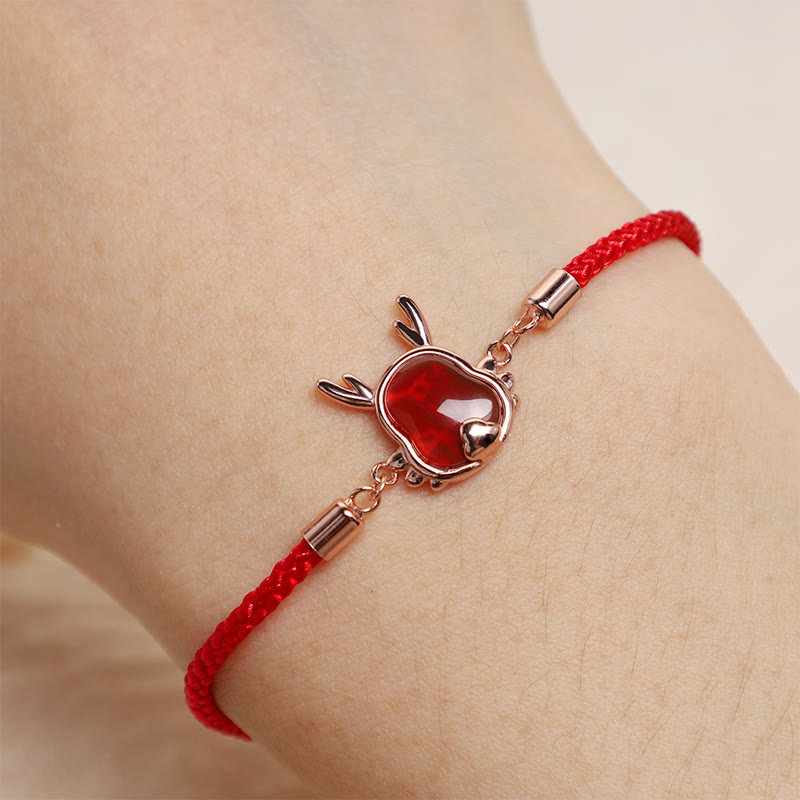 Bijoux en argent sterling 925 avec dragon en agate rouge pour la fortune et la force