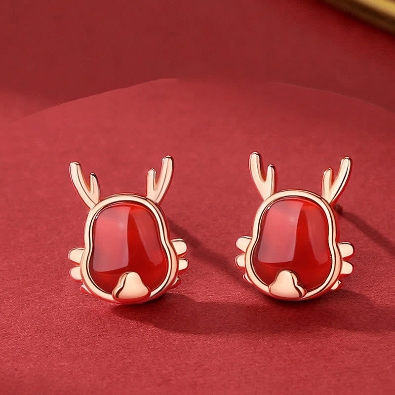 Bijoux en argent sterling 925 avec dragon en agate rouge pour la fortune et la force