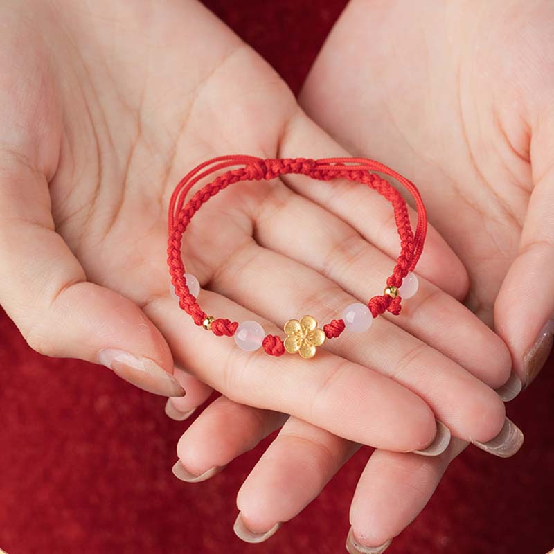 Bracelet porte-bonheur en argent sterling 925 et calcédoine rouge