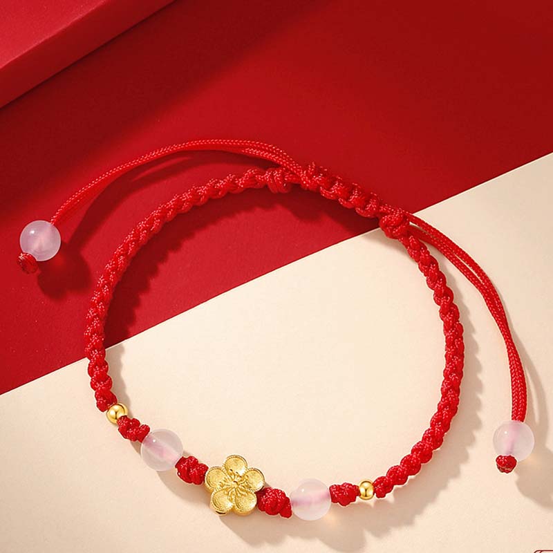 Bracelet porte-bonheur en argent sterling 925 et calcédoine rouge