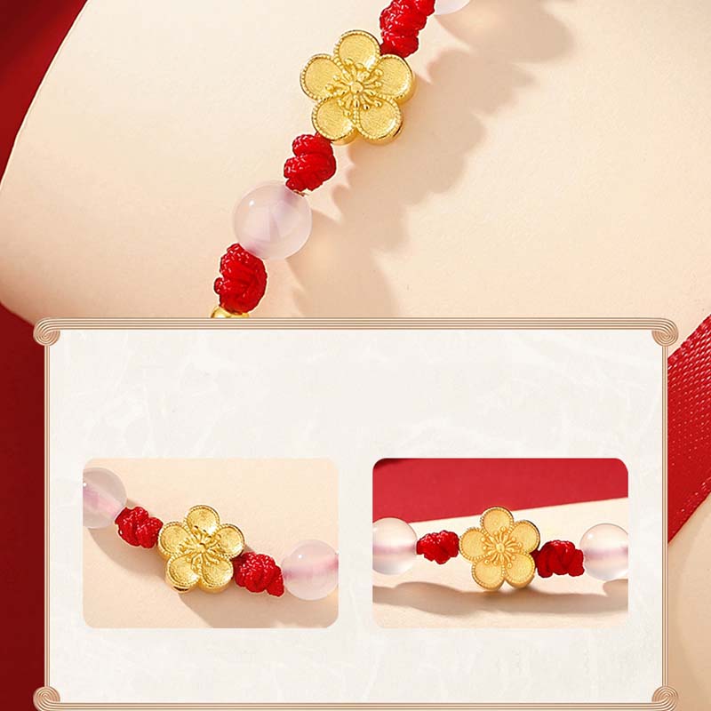 Bracelet porte-bonheur en argent sterling 925 et calcédoine rouge