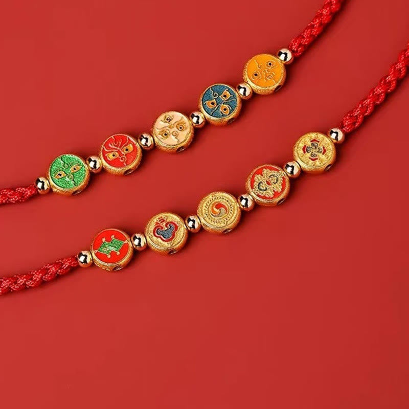 Bracelet en argent sterling 925 avec cordon rouge | Cinq façons de protéger le Dieu de la richesse