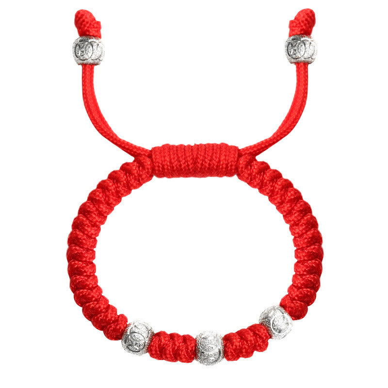 Bracelet enfant en argent sterling 925 avec cordon rouge | Résistance et protection