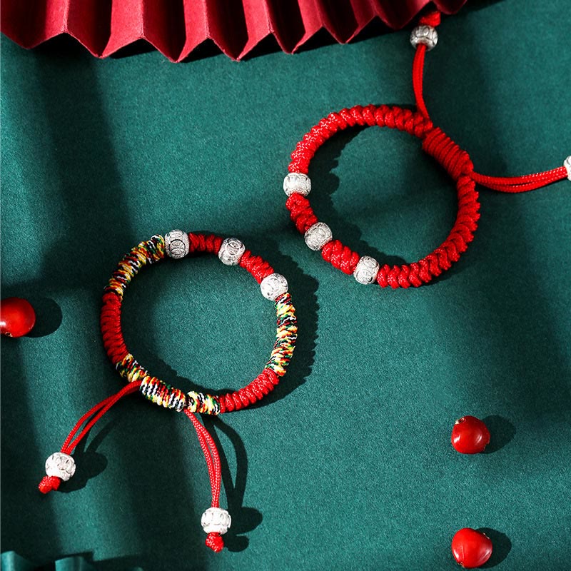 Bracelet enfant en argent sterling 925 avec cordon rouge | Résistance et protection