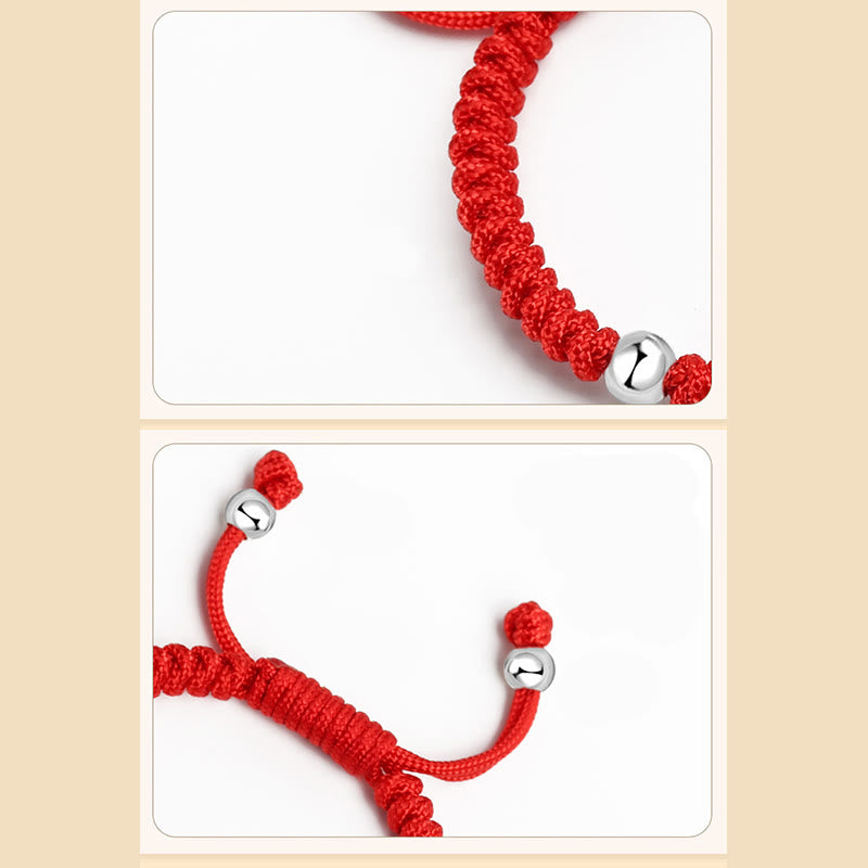 Bracelet enfant en argent sterling 925 avec cordon rouge | Résistance et protection