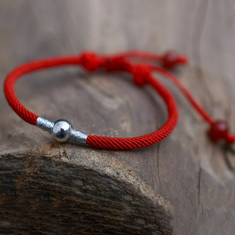Bracelet en argent sterling 925 avec cordon rouge pour la protection et la chance