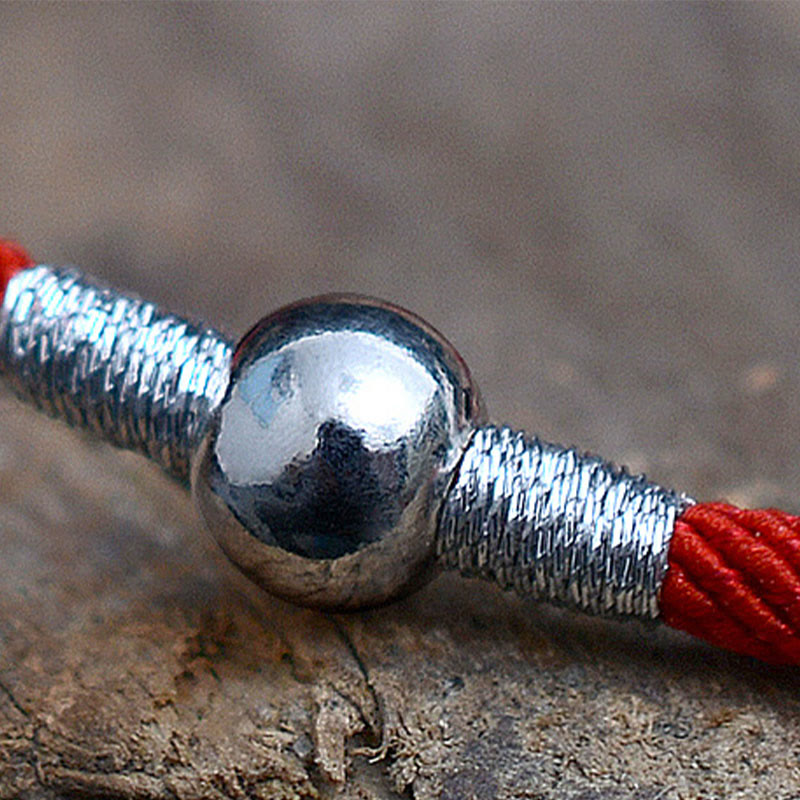 Bracelet en argent sterling 925 avec cordon rouge pour la protection et la chance
