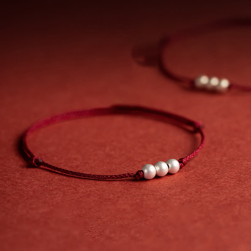 Bracelet de cheville de protection en argent sterling 925 avec cordon rouge
