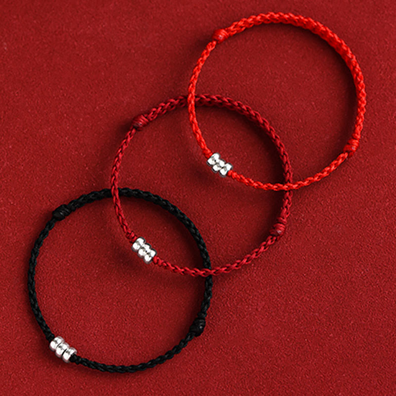 Bracelet de cheville de protection en argent sterling 925 avec cordon rouge