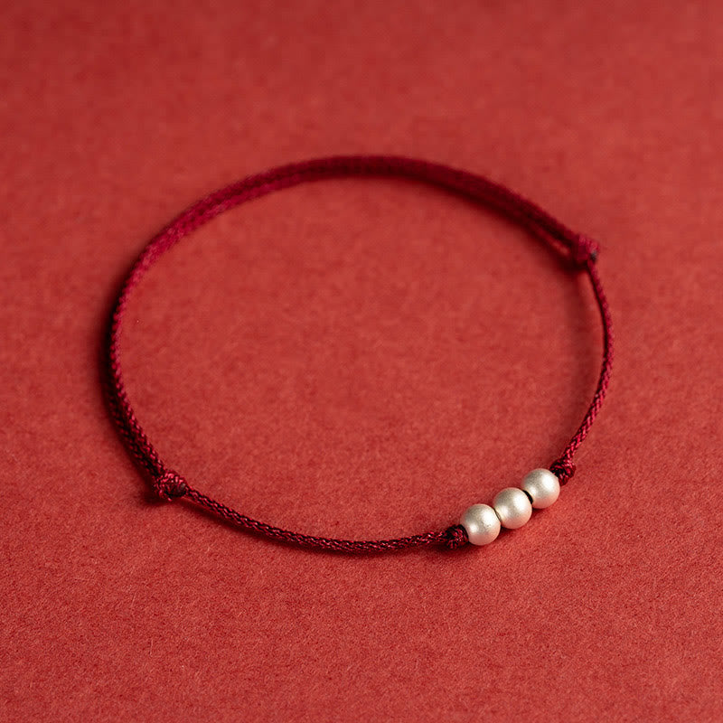 Bracelet de cheville de protection en argent sterling 925 avec cordon rouge