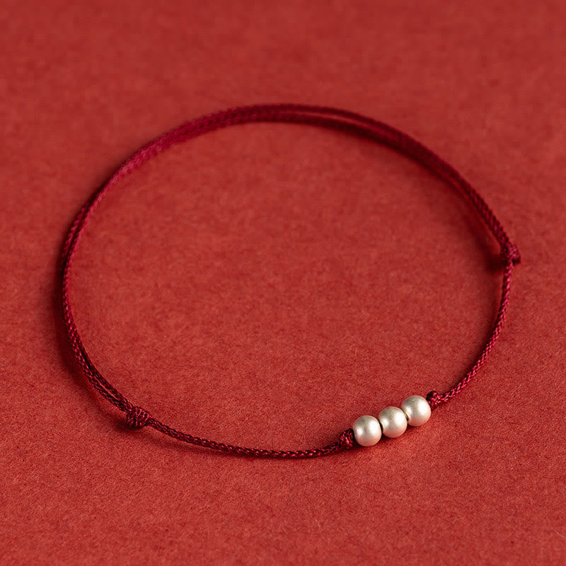 Bracelet de cheville de protection en argent sterling 925 avec cordon rouge