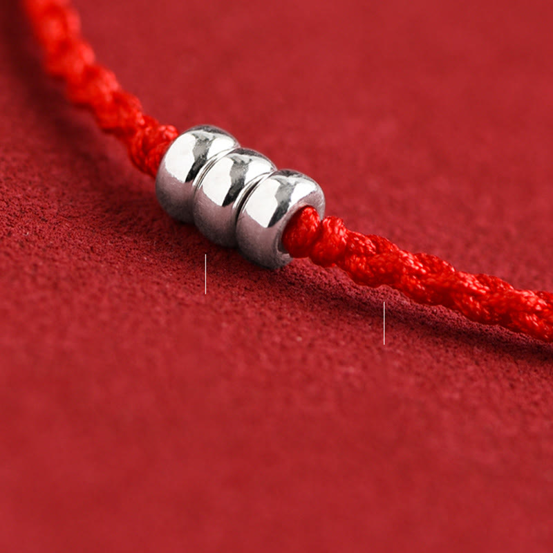 Bracelet de cheville de protection en argent sterling 925 avec cordon rouge