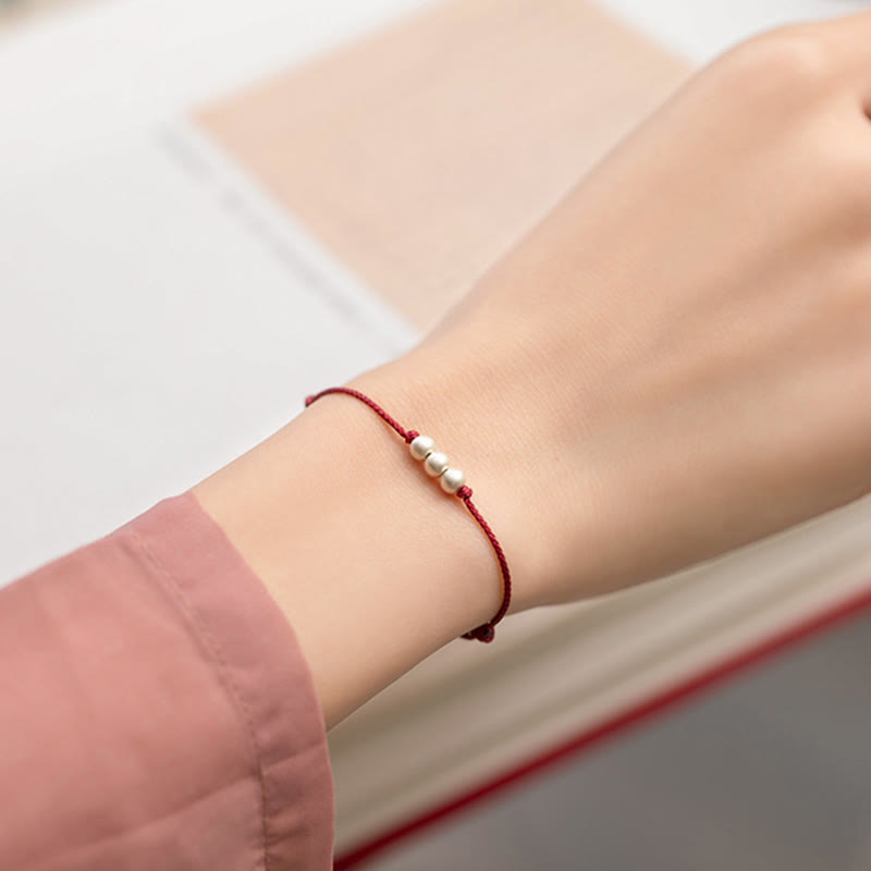 Bracelet de cheville de protection en argent sterling 925 avec cordon rouge