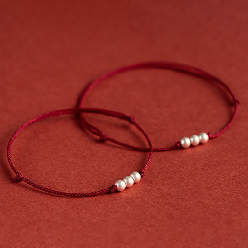 Bracelet de cheville de protection en argent sterling 925 avec cordon rouge