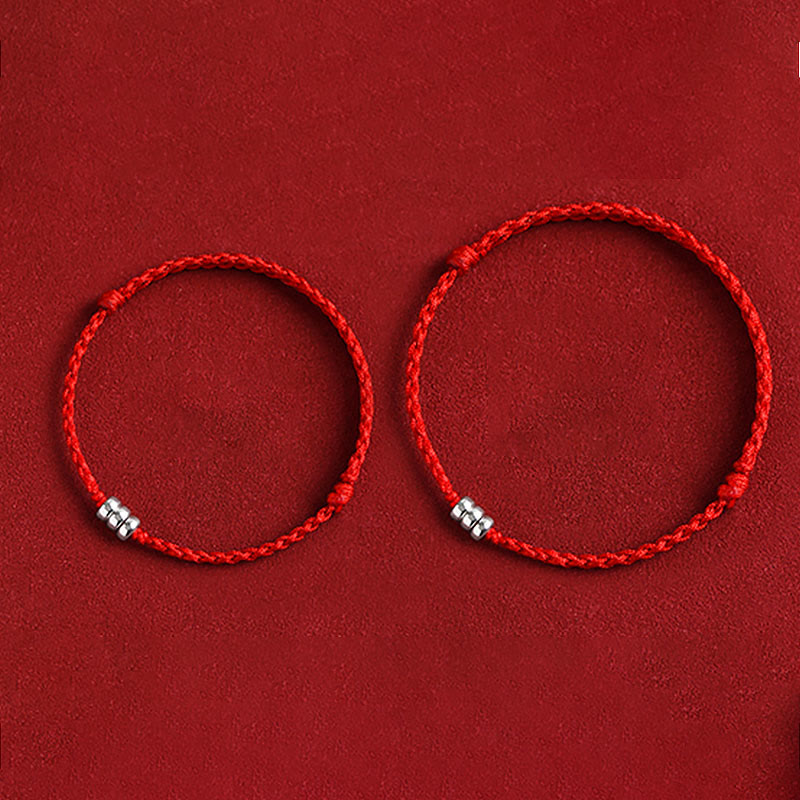 Bracelet de cheville de protection en argent sterling 925 avec cordon rouge