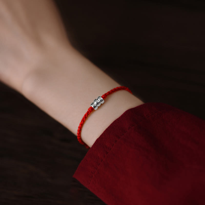 Bracelet de cheville de protection en argent sterling 925 avec cordon rouge