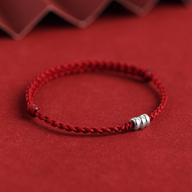 Bracelet de cheville de protection en argent sterling 925 avec cordon rouge