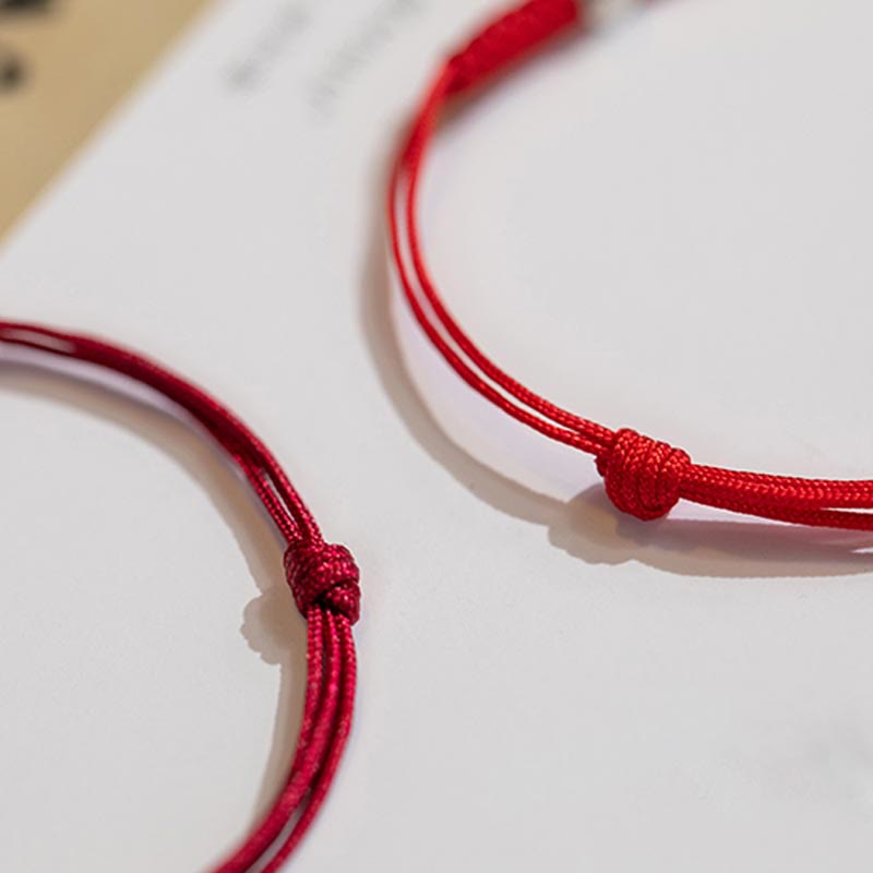 Bracelet de protection unisexe en argent sterling 925 avec cordon rouge