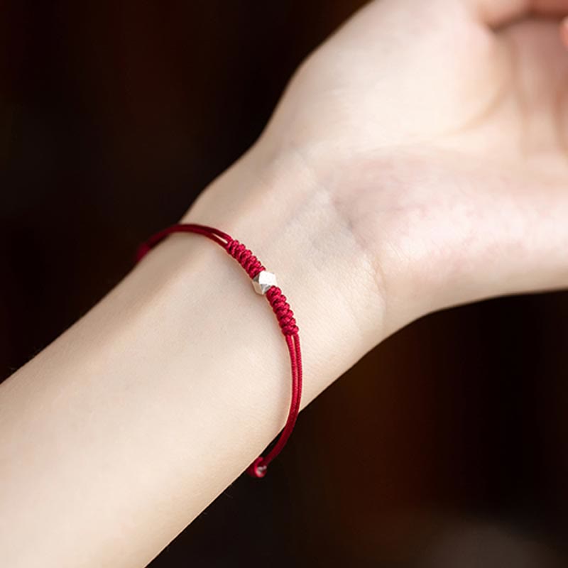 Bracelet de protection unisexe en argent sterling 925 avec cordon rouge