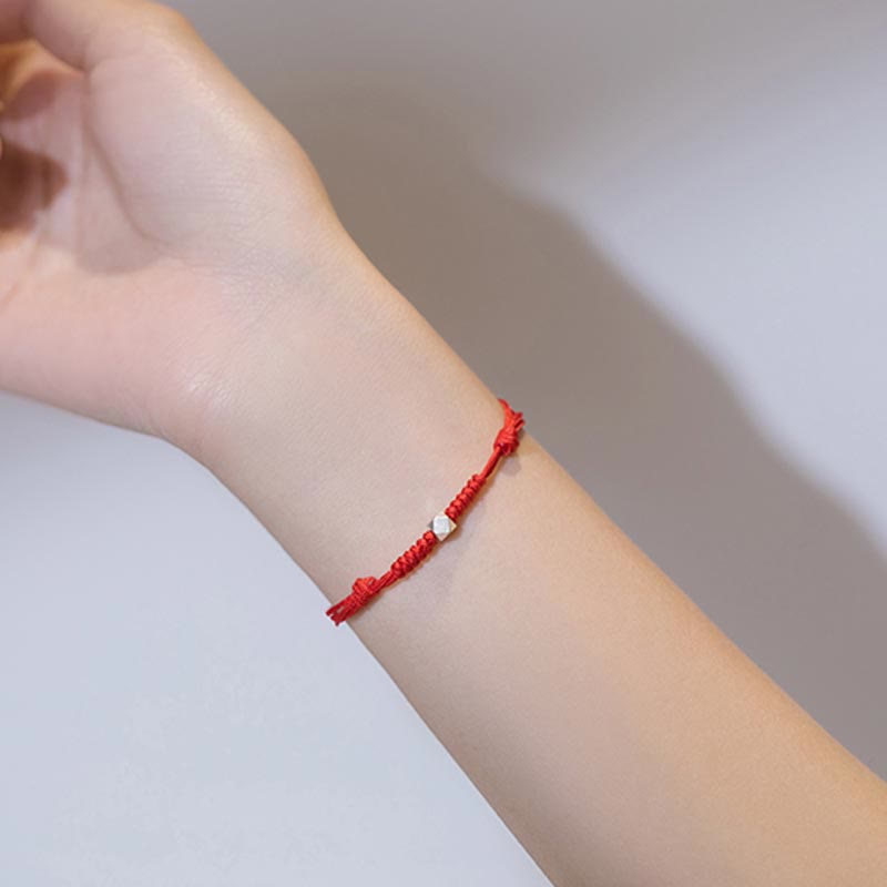 Bracelet de protection unisexe en argent sterling 925 avec cordon rouge