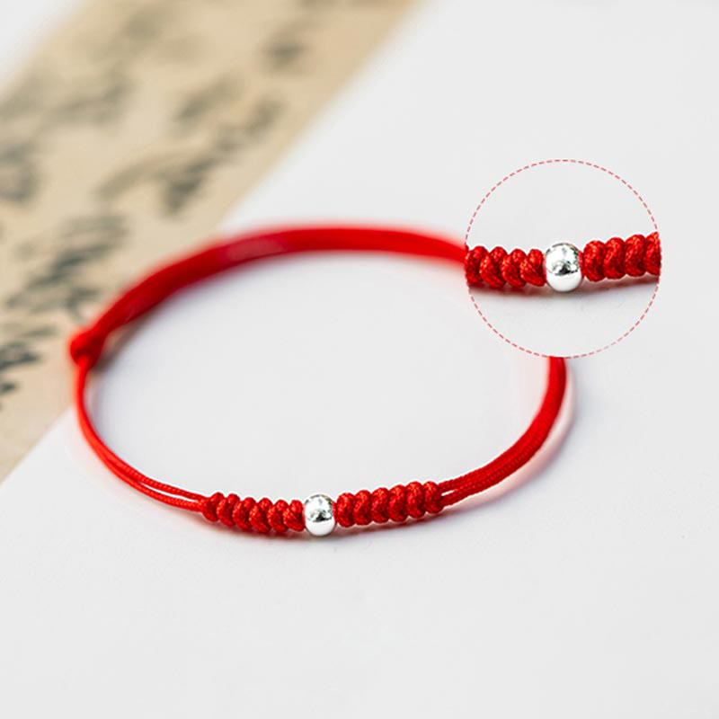 Bracelet de protection unisexe en argent sterling 925 avec cordon rouge
