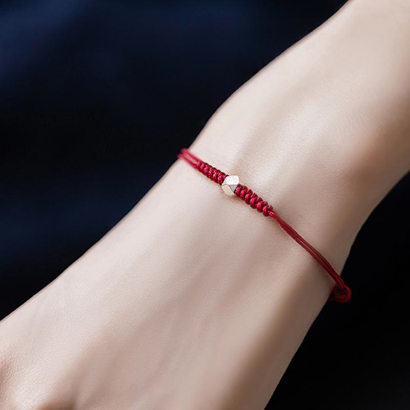 Bracelet de protection unisexe en argent sterling 925 avec cordon rouge
