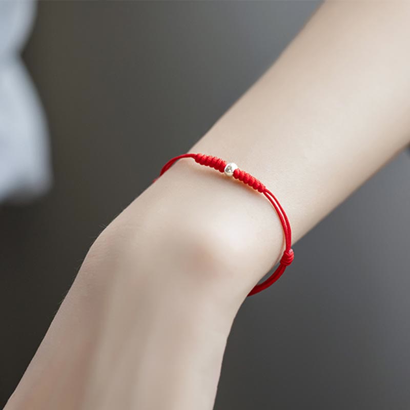 Bracelet de protection unisexe en argent sterling 925 avec cordon rouge