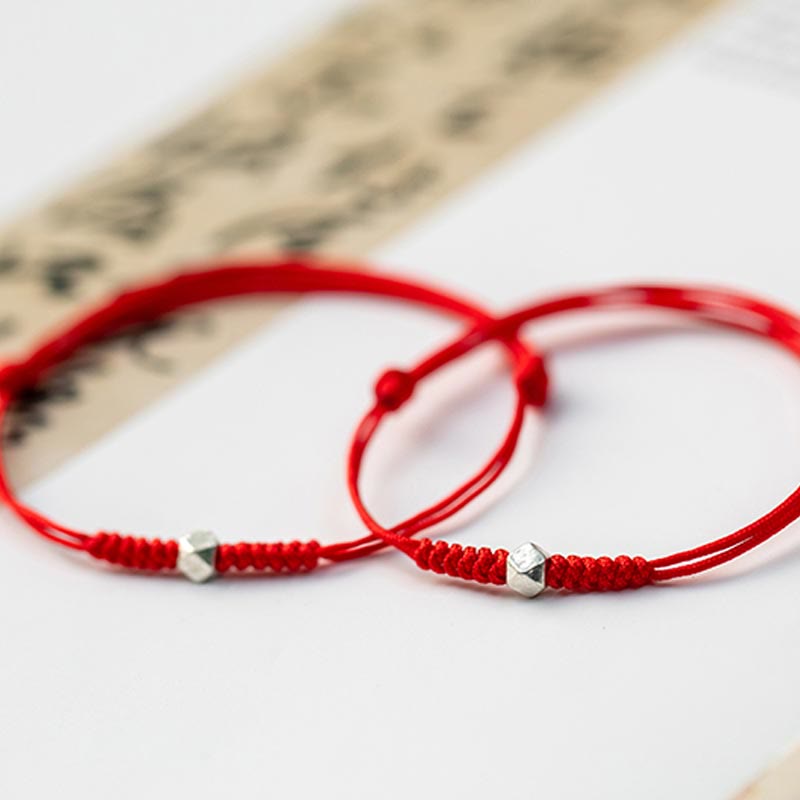 Bracelet de protection unisexe en argent sterling 925 avec cordon rouge