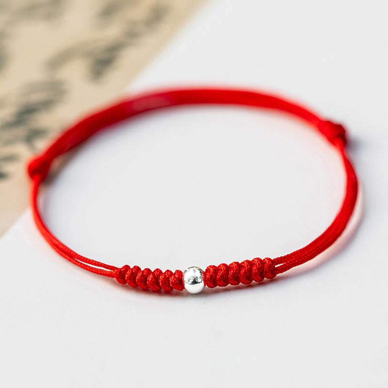 Bracelet de protection unisexe en argent sterling 925 avec cordon rouge