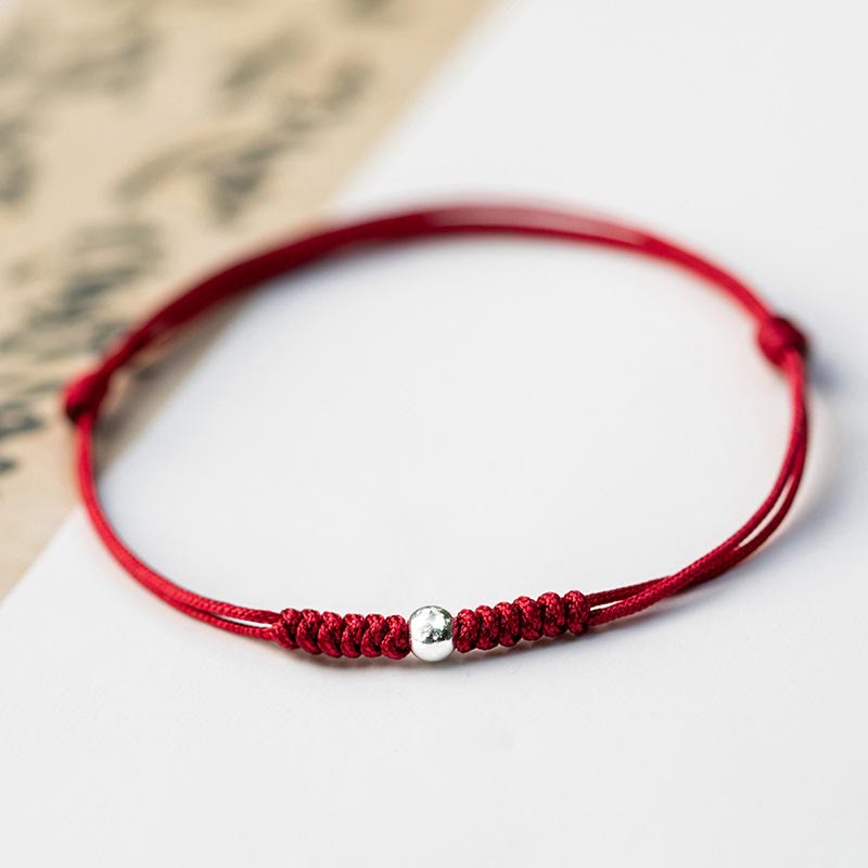 Bracelet de protection unisexe en argent sterling 925 avec cordon rouge