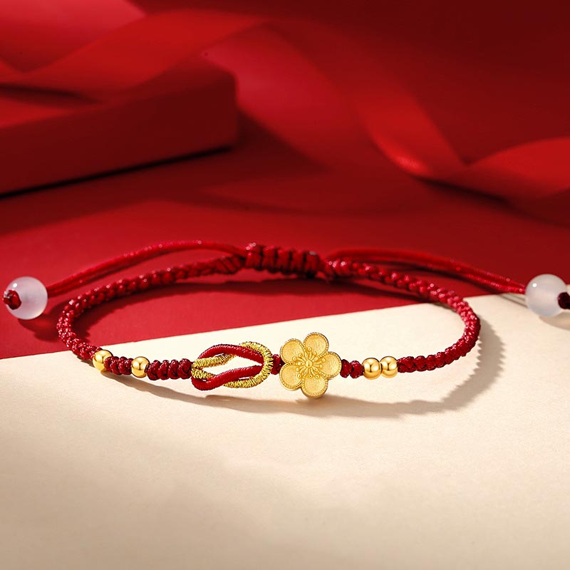 Bracelet porte-bonheur en argent sterling 925 et calcédoine Sakura