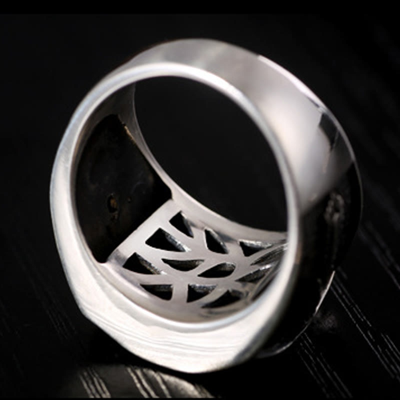 Bague de protection spirituelle réglable en argent sterling 925 sanskrit