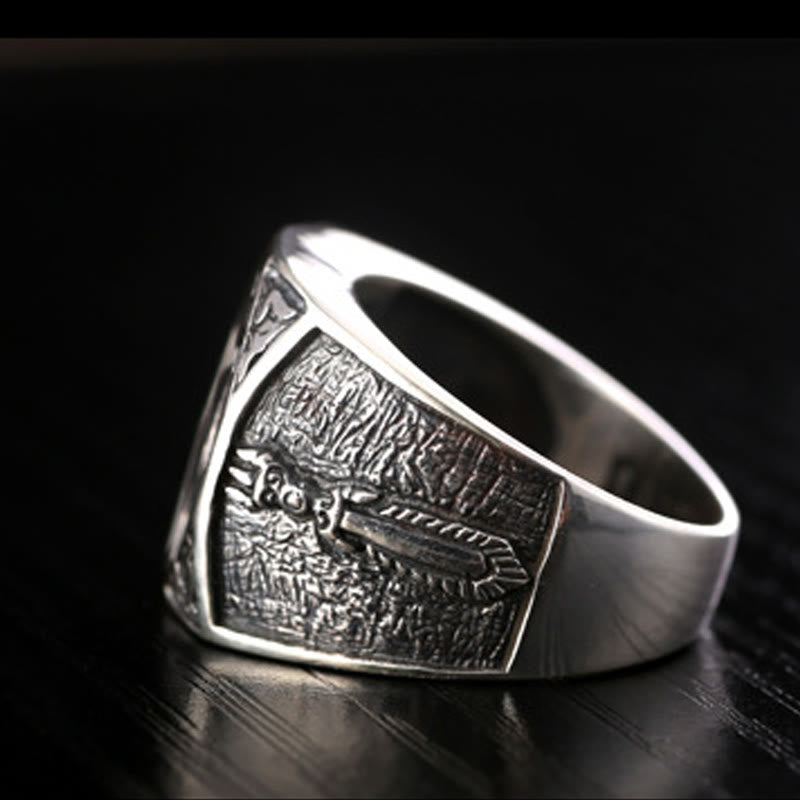 Bague de protection spirituelle réglable en argent sterling 925 sanskrit