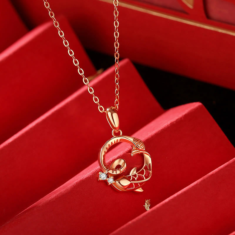 Collier de bénédiction en argent sterling 925 avec motif serpent et koi