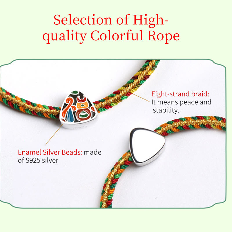 Bracelet spirituel en argent sterling 925 avec corde colorée | Chance et protection
