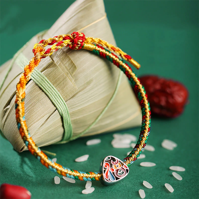 Bracelet spirituel en argent sterling 925 avec corde colorée | Chance et protection