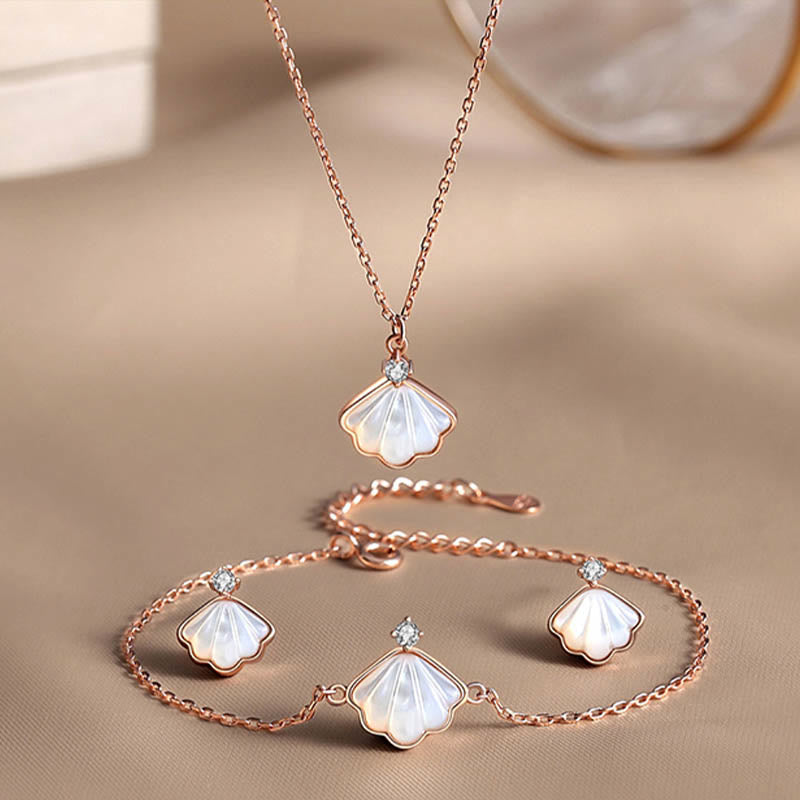 Ensemble de bijoux spirituels en argent sterling 925 avec pierre Tridacna