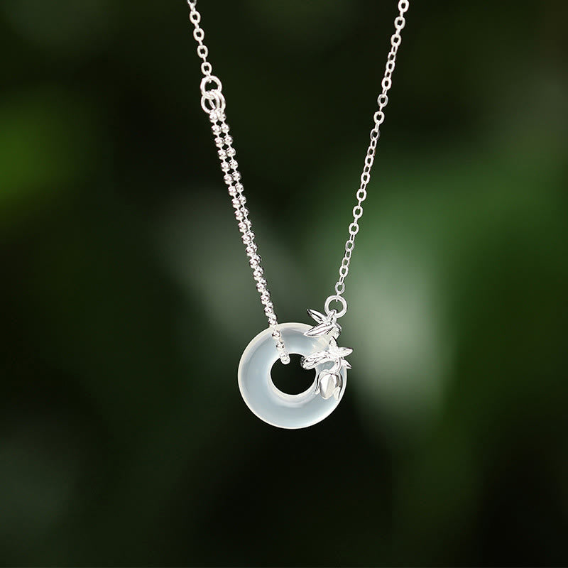 Collier avec boucle de paix en argent sterling 925 et calcédoine tulipe
