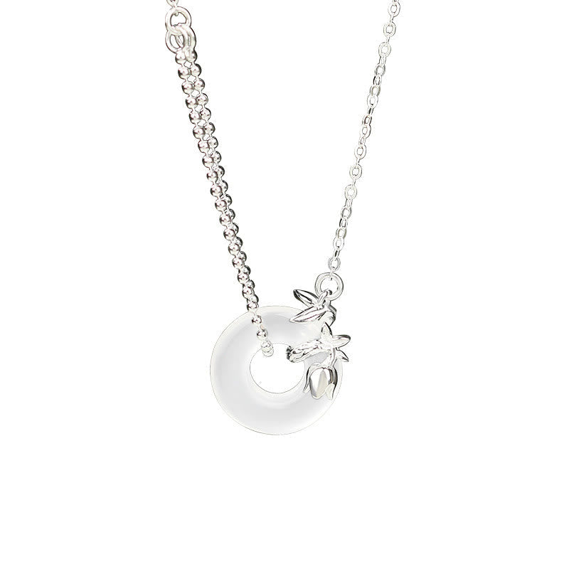 Collier avec boucle de paix en argent sterling 925 et calcédoine tulipe