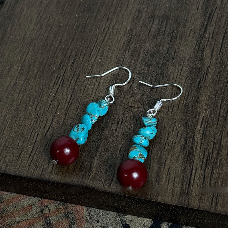 Boucles d'oreilles en argent sterling 925 et turquoise cinabre